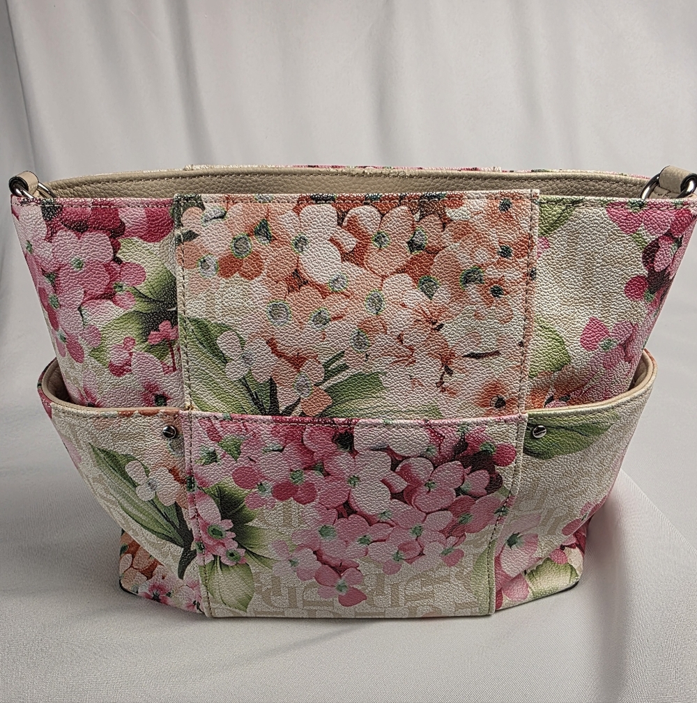 ๐ธ Dana Buchman Floral Pink & Cream Chain Tote ๐ท Dainty Feminine Aesthetic ๐ธ - Picture 4 of 16
